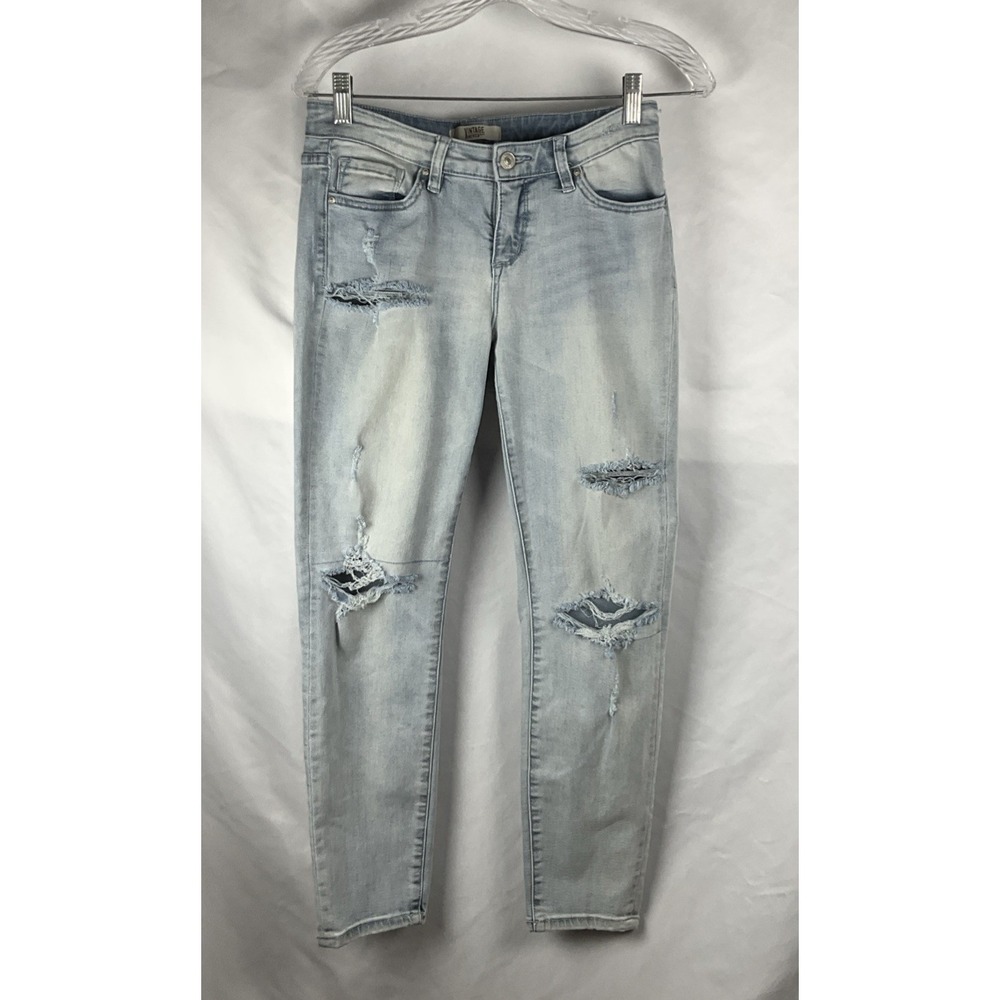 Vintage America‎ Jeans Women's 4R Missy  Distressed Light Wash Denim Stretch 5